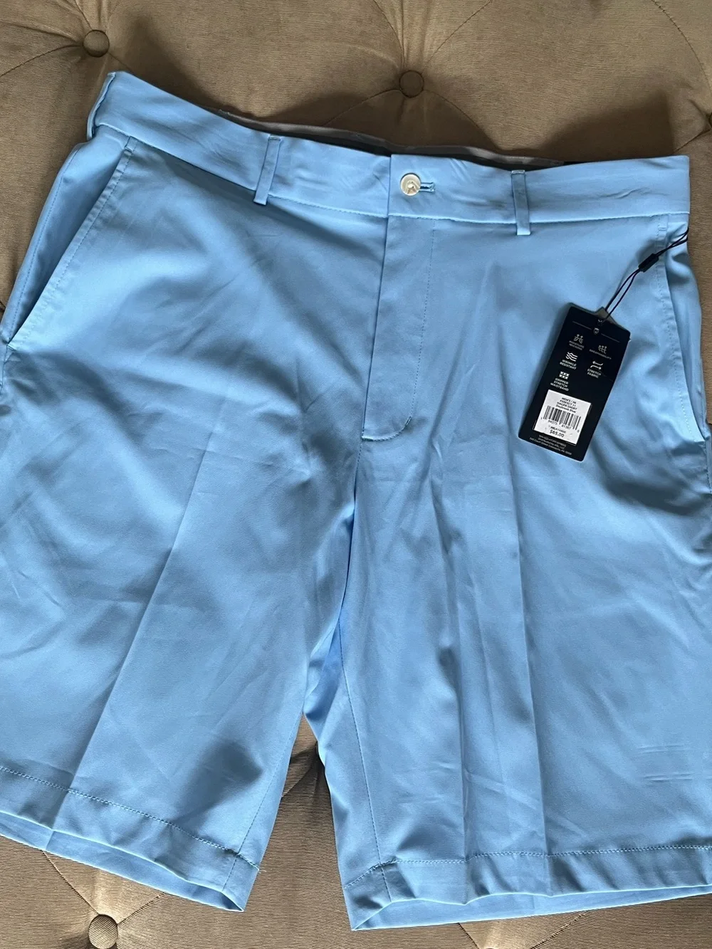 Walter Hagen Perfect 11 Collection Light Blue Flat-Front Men's Chino Golf Shorts - Picture 1 of 4